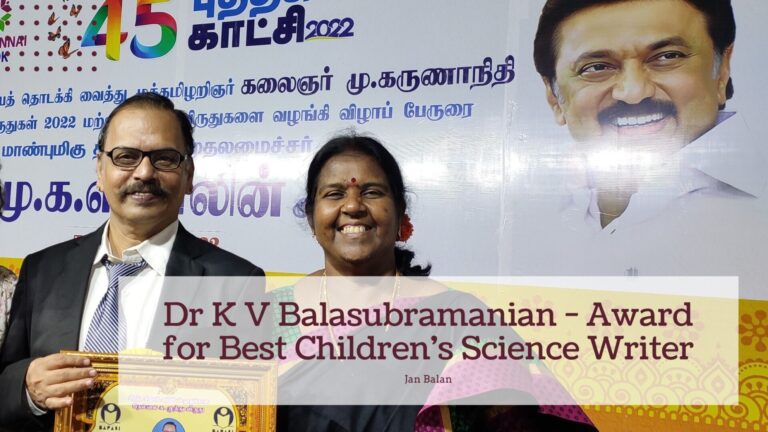 Read more about the article Dr K V Balasubramanian – Award for Best Children’s Science Writer